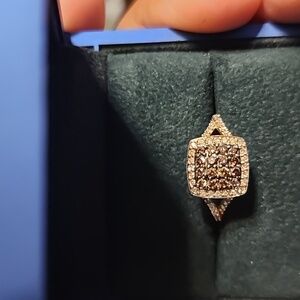 EFFY 14K Rose Gold Espresso and White Diamond Ring, 0.60 TCW Sz 7